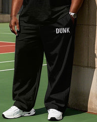 Big Men's Simple Basketball Athletic Silhouette DUNK Letter Printed Short Sleeve T-shirt Pants Set