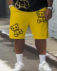 Men's Big & Tall Simple Bear Print T-shirt Shorts Set