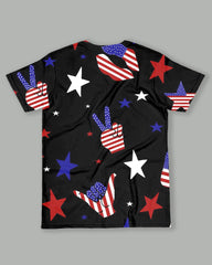 Men's Plus Size Independence Day Star Striped Gesture Print Round Neck Short Sleeve T-shirt