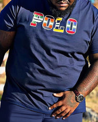 Men's Daily Casual Polo Printed Short Sleeve T-Shirt Set