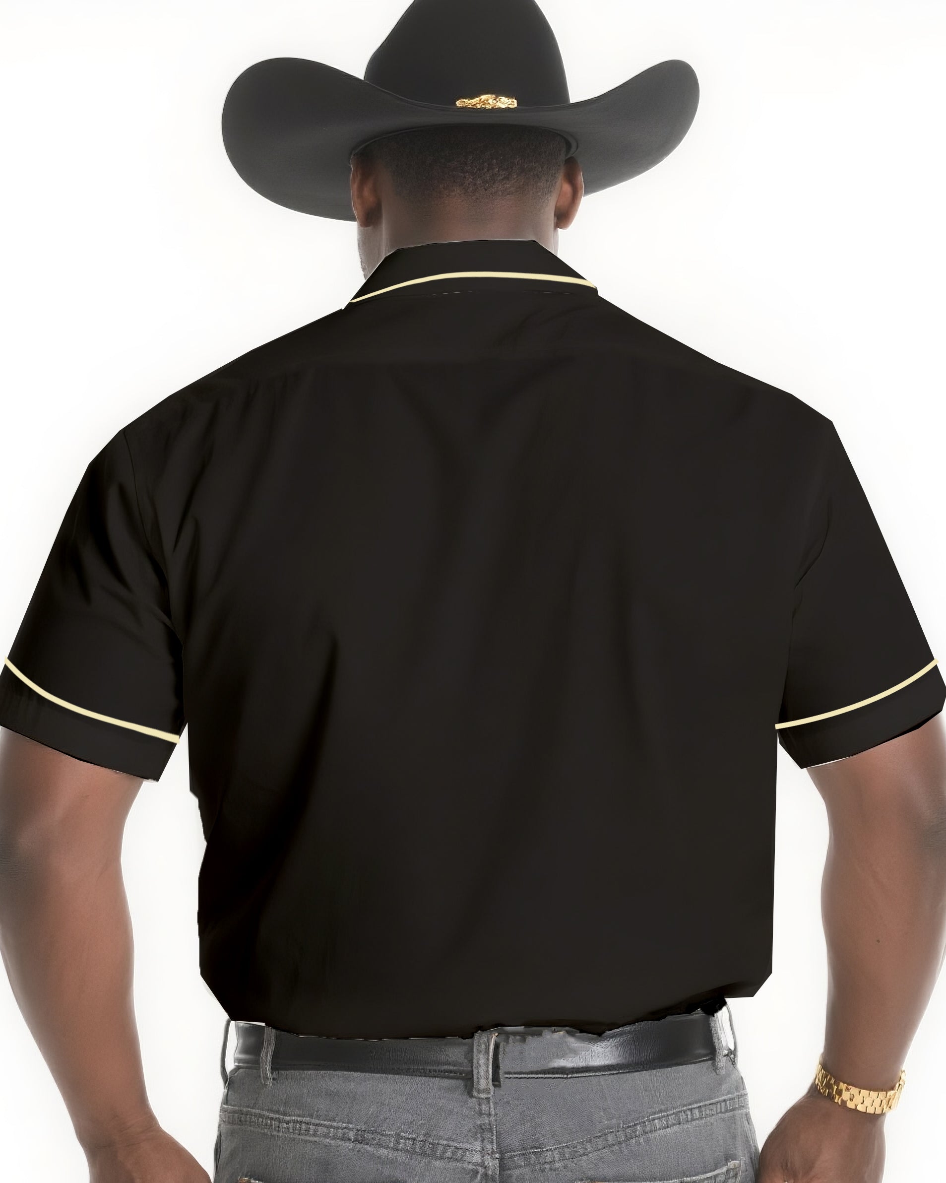 Big & Tall Men's Western Style Daily Casual Textured Short Sleeve Shirt