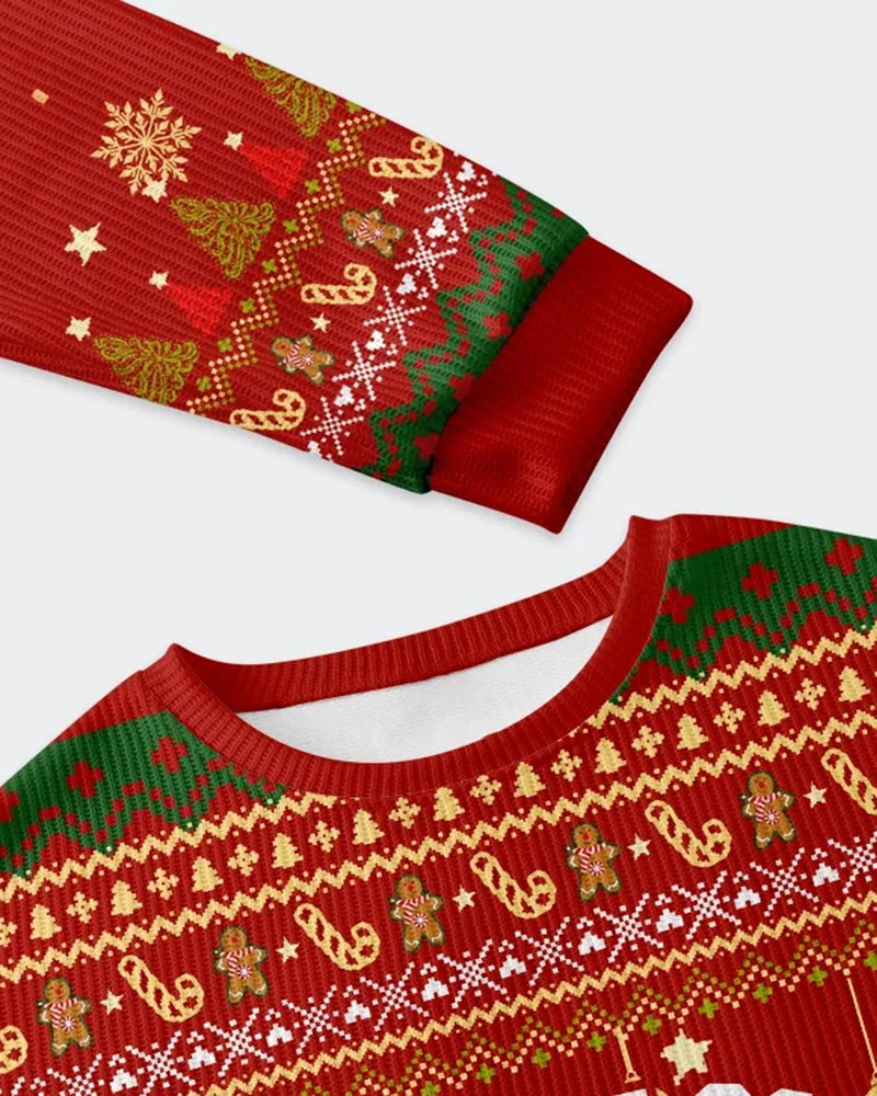 Big & Tall Men's Christmas Frog Graffiti Print Crewneck Ugly Sweater