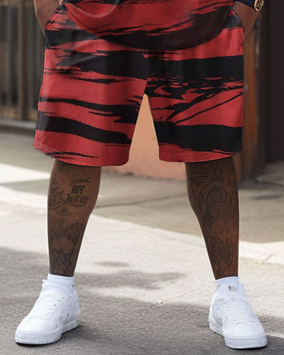 Street Casual Geometric UP Letter Print Large Men's Set