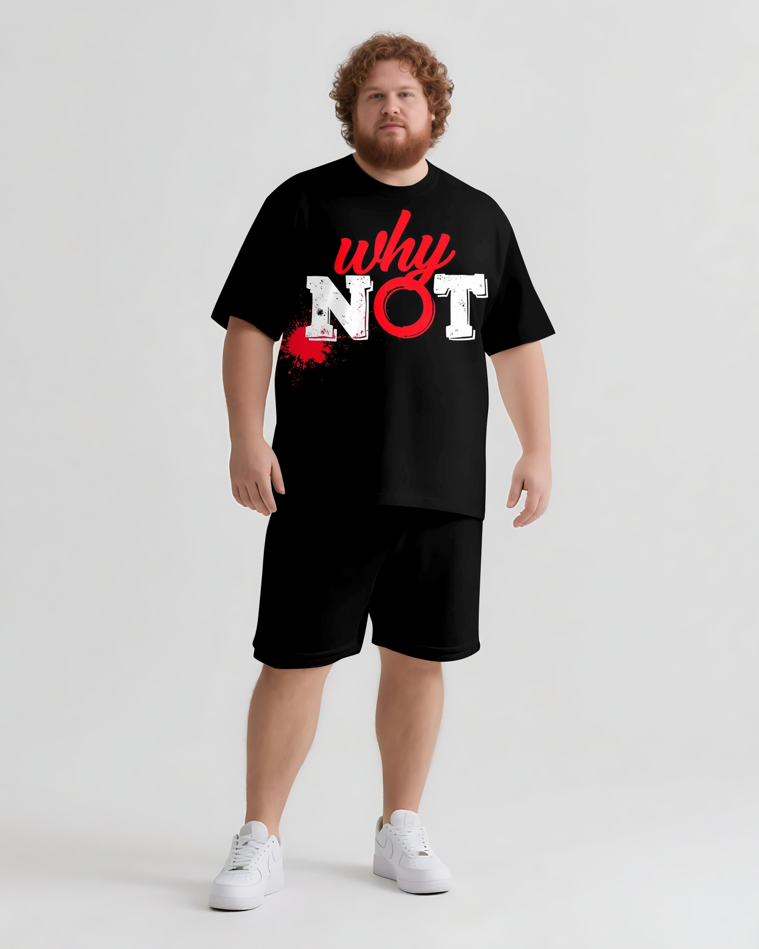 WHY NOT Slogan T-shirt & Shorts Set