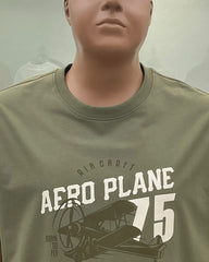 4XL-10XL Big & Tall Men's Daily Leisure Aircraft Letters Cotton Crewneck Short Sleeve T-Shirt
