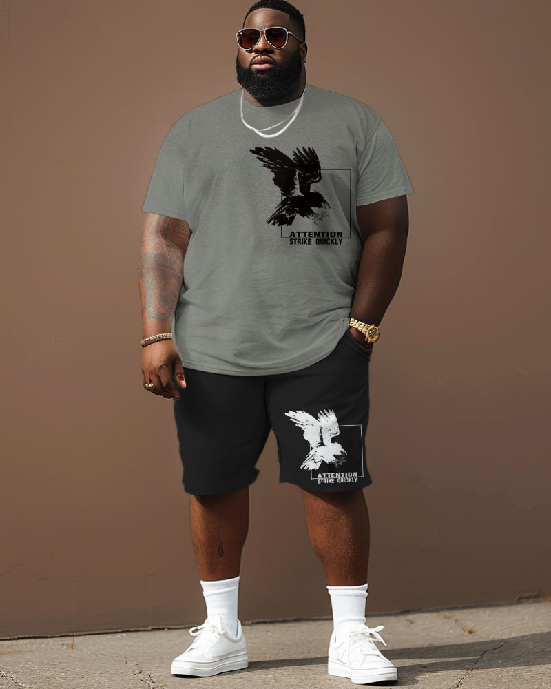 Street Casual Flying Eagle Letter Print Large Men's Suit