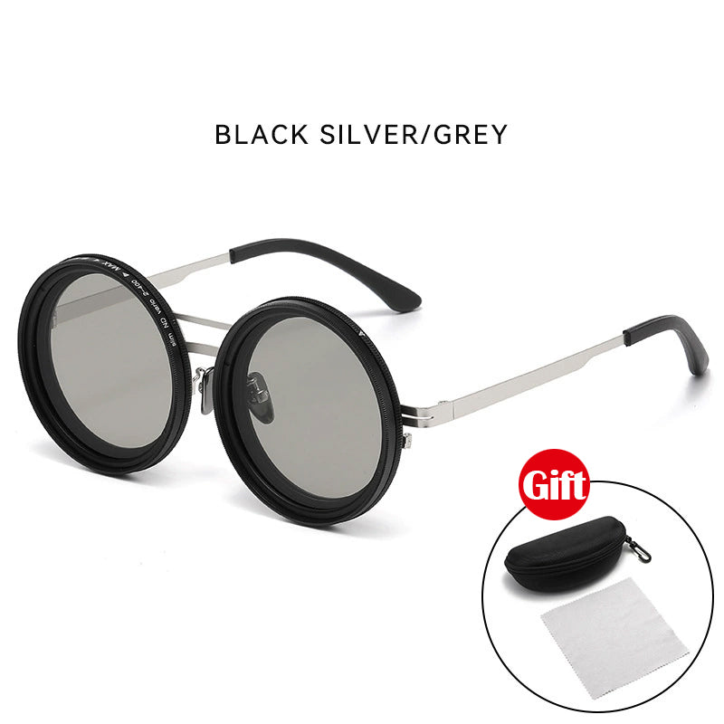 ND 9 - Level Adjustable Dimming Sunglasses, Infinite Rotation Filter, Retro Personalized Polarized Sunglasses, Steampunk Style