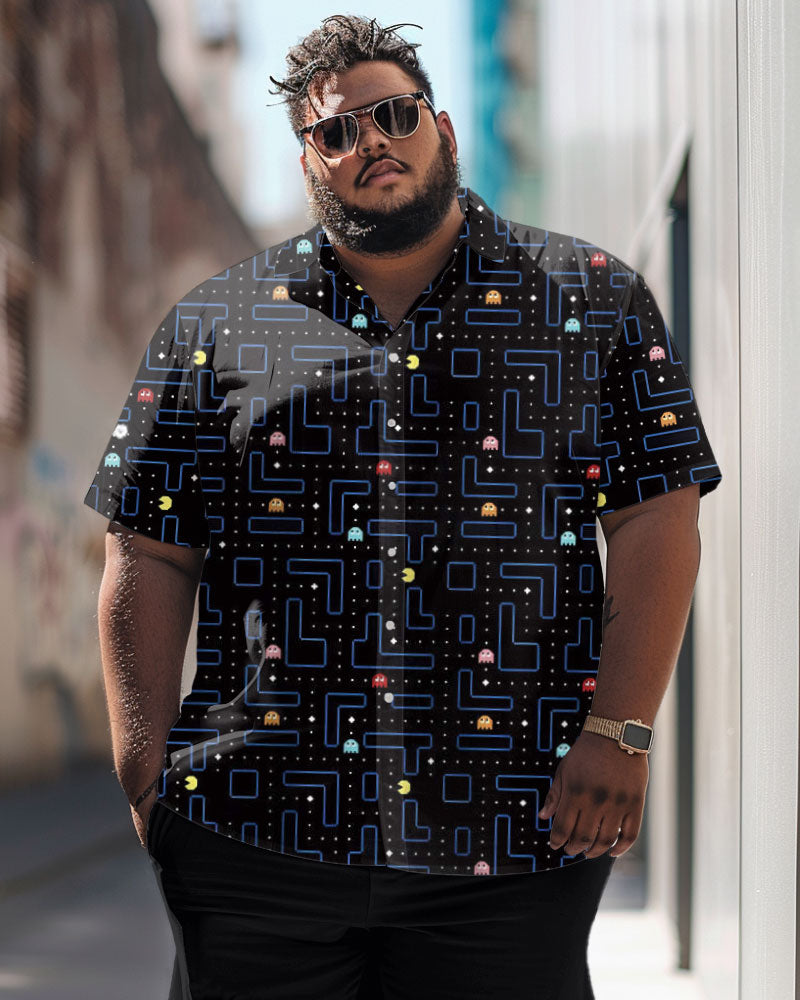 Simple And Colorful Peas Pattern Large Size Men's Short-sleeved Shirt
