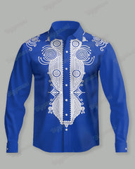 Men's Plus Size Ethnic Totem Long Sleeve Shirt and Pants Set