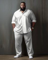 Men's Plus Size Walking Suit Casual Long Sleeve Shirt & Pants Set