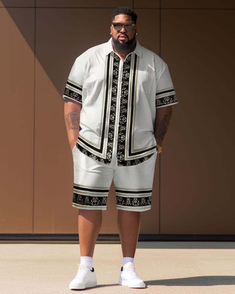 Men's Big & Tall Casual Retro Elegant Street Short Shirt Shorts Set