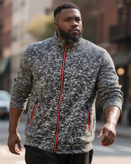 S-3XL Men's Autumn And Winter Stand Collar Cardigan Sweater Fleece-lined Knitted Coat