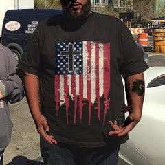 Plus Size Men's American Flag T-Shirt