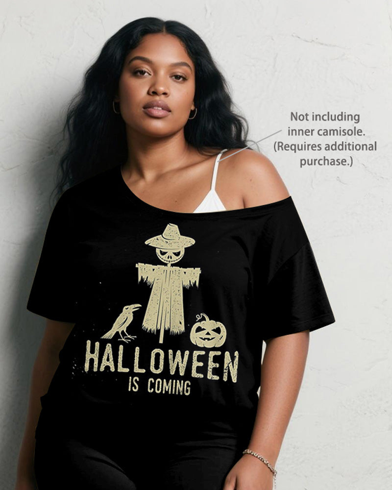 Women's Big & Tall Halloween Letters Graffiti Print Short Sleeve Shorts Suit
