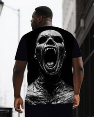 Roar with Skull Power Men's Big & Tall Skull Back Theme Short Sleeve T-shirt 2-Piece Set