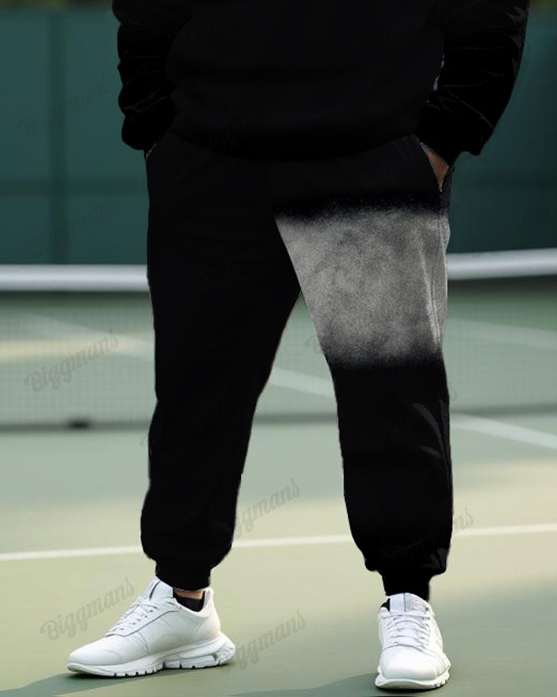 Casual Simple Letter Men's Plus Size Sweatshirt Two-Piece Set
