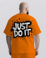 Don’t Think Just Do It Big & Tall Men's Lettering Simple Short-Sleeve T-shirt 2-Piece Set