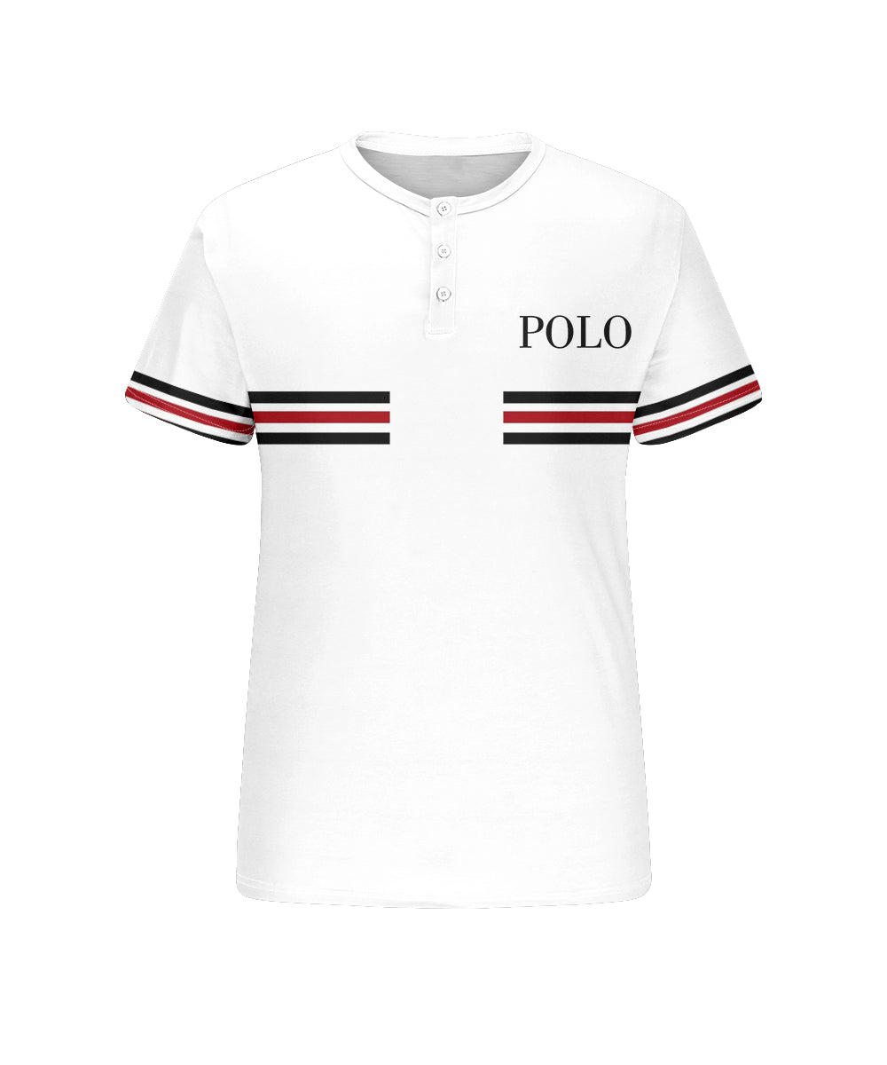 Men's Plus Size Daily Casual White Striped Alphabet Print Henry Collar Button Short Sleeve T-Shirt