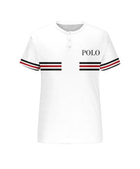 Men's Plus Size Daily Casual White Striped Alphabet Print Henry Collar Button Short Sleeve T-Shirt