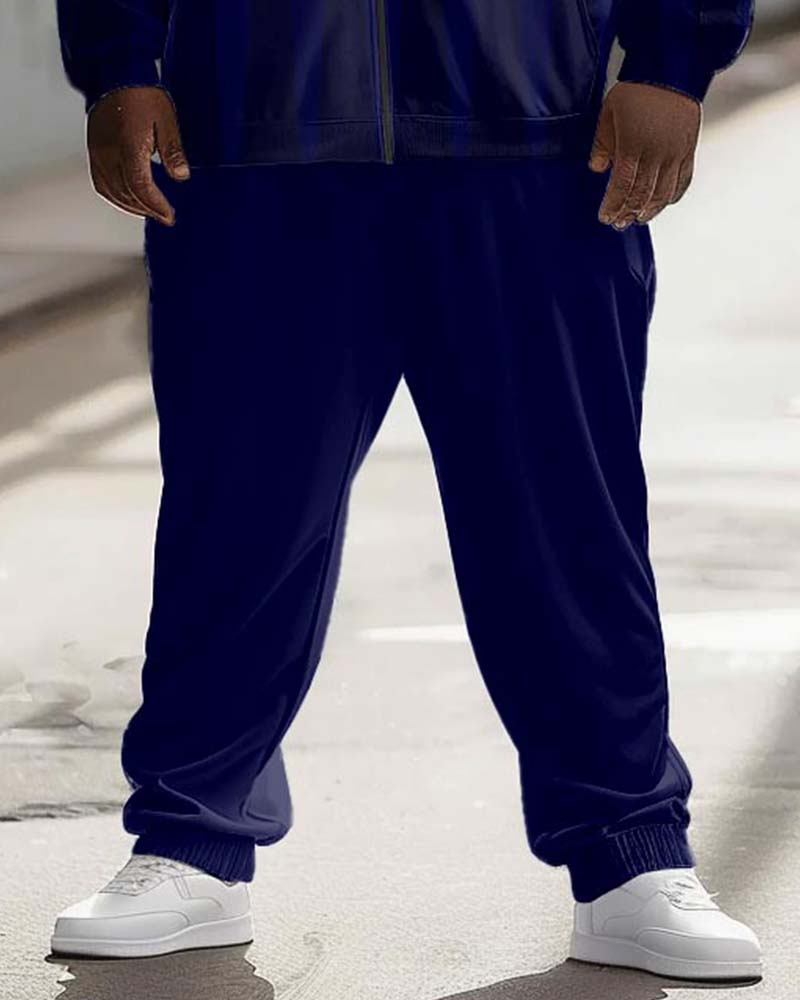 Men's Plus Size Street Fashion Gradient Diamond Print Sport Zip Hoodie Suit