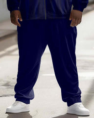 Men's Plus Size Street Fashion Gradient Diamond Print Sport Zip Hoodie Suit