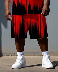 Men's Punk Fashion Bold Crying Eye Print Casual Short-Sleeve T-shirt 2-Piece Big & Tall Set