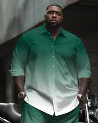 Big & Tall Men's Gradient Long Sleeve Shirt and Pants Causal Set