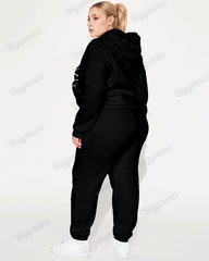 Women's Street Fashion Skull Print Plus Size Hoodie Suit