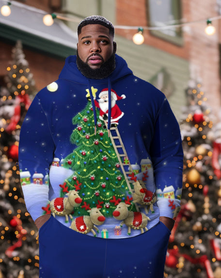 Men's Big & Tall Christmas Tree Santa Elk Hoodie Set of Two