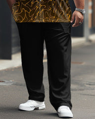 Men's Plus Size Business Simple Gradient Geometric Print Short Sleeve Shirt Trousers Suit