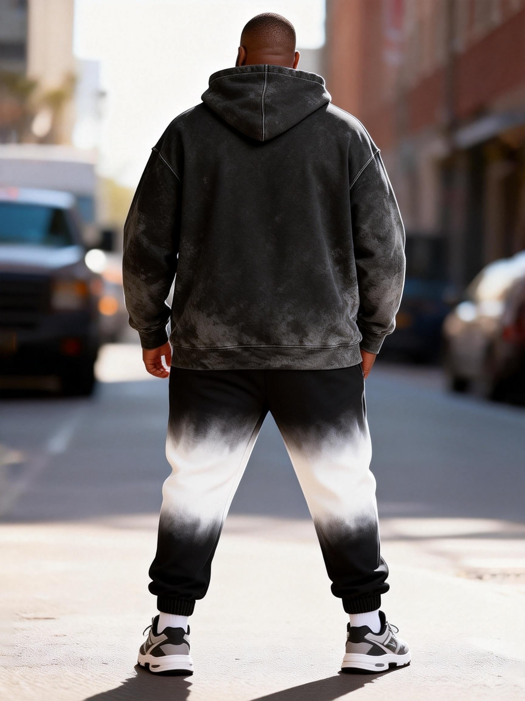Big & Tall Men's Street Dancer Tie-Dye Gradient Print Hoodie Set