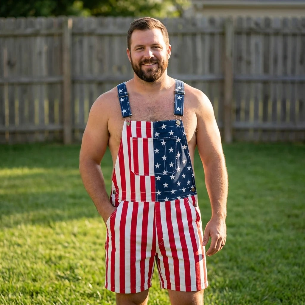 XS-5XL Independence Day Flag Couple's Suspenders