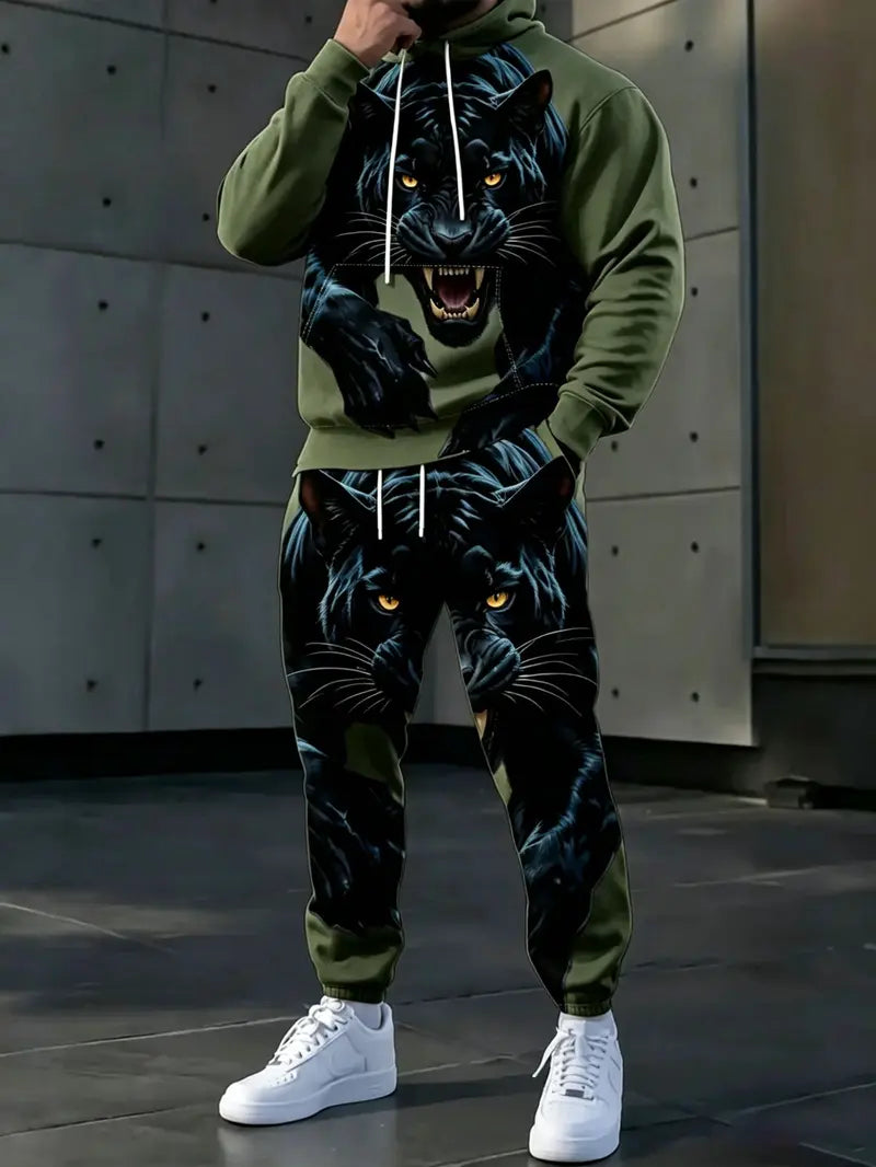 Men's Casual Hooded Sweatshirt Set