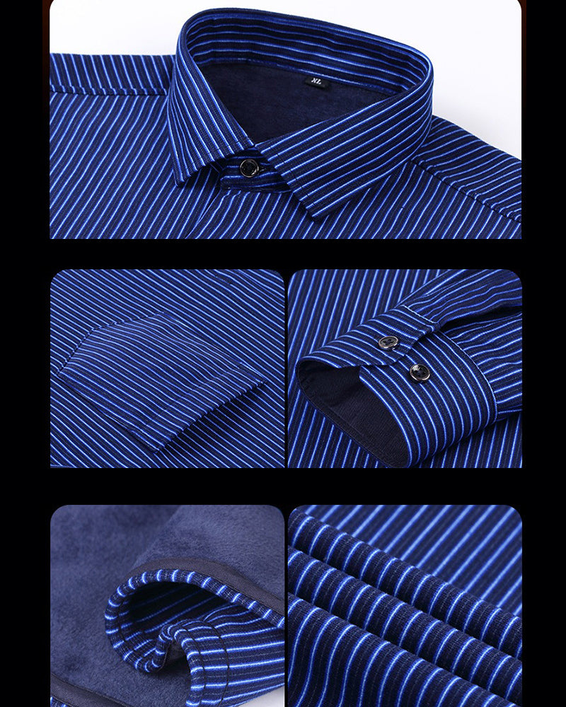 Big & Tall Men's Double-sided Velvet Padded Plaid Long Sleeve Shirt L-8XL