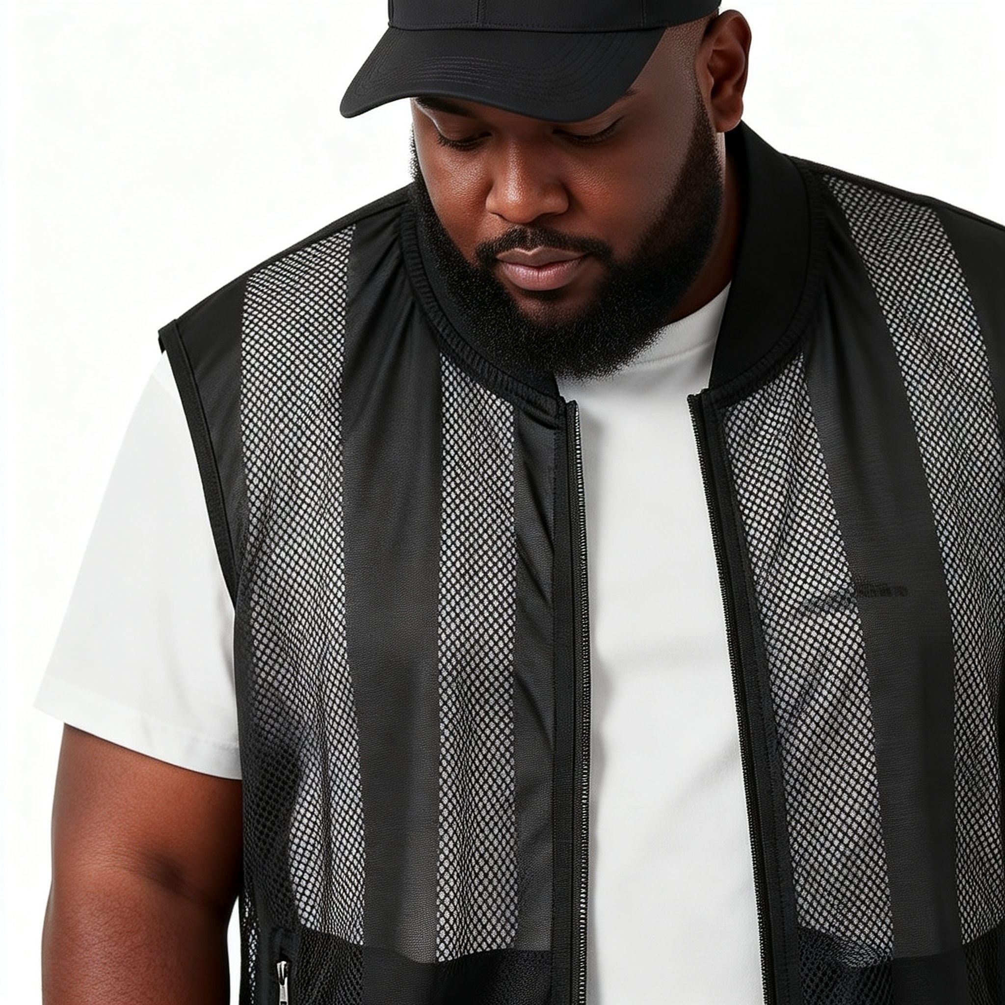 M-5XL Summer Mesh Stand Collar Vest Multi Pocket Vest (excluding T-shirt)
