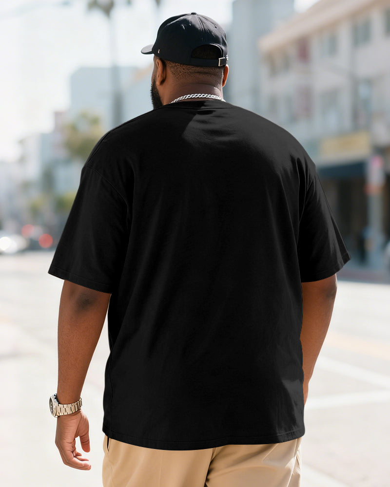 Big & Tall Men's Letter Slogan American Retro Printed Short Sleeve T-Shirt