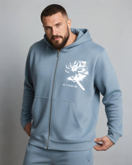 Big & Tall Men's Cat Letter Print Cardigan Hoodie