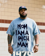 Big Print Mom, I'm Rich. Short Sleeve Shorts Denim Suit