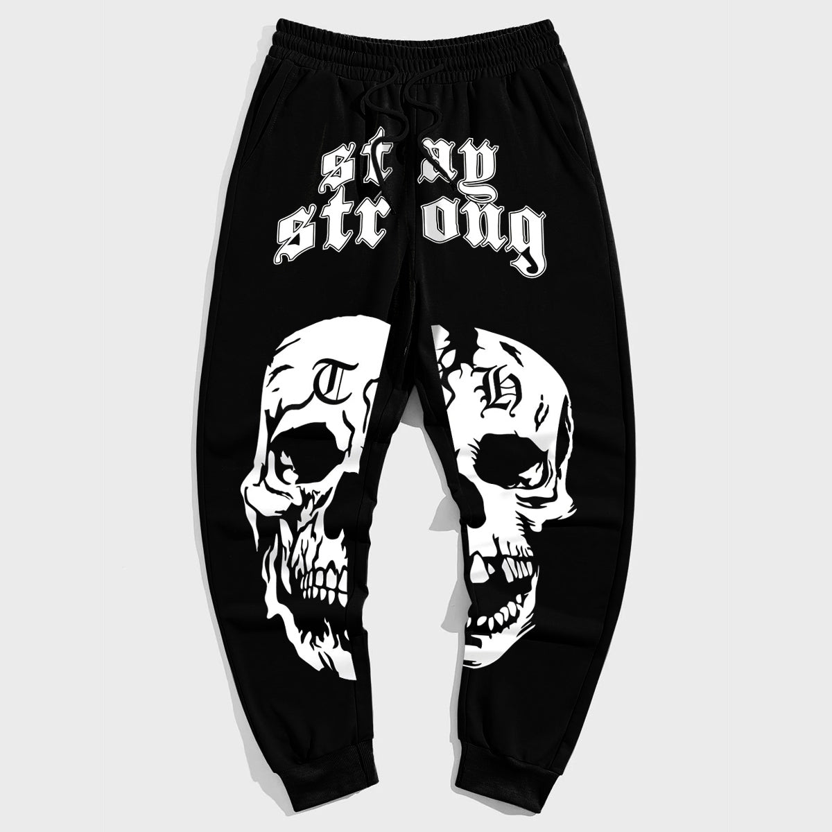 Street Style Big & Tall Men's Casual Splicing Skull Lettering Trousers