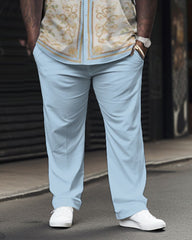 Men's Big & Tall Elegant Classic Geometric Short Sleeve Shirt Shorts Set