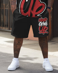 Street Inspirational Never Give Up Letter Print Large Men's Set