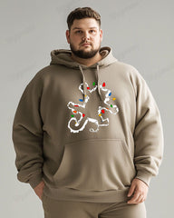 Cotton Material-colored Lights Down Cat Printing Men's Loose Oversized Hoodie
