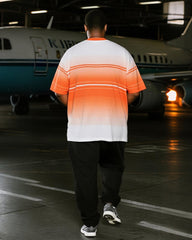 Big & Tall Men's Gradient Orange Stripe Mars Alphabet Print T-Shirt Pants Suit