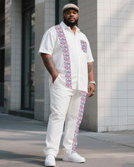 Big Boy Must-Have 2025 Popular Striped Short Sleeve Shirt Trousers Suit