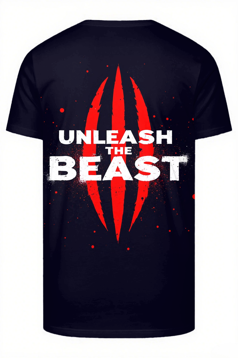 UNLEASH THE BEAST Slogan T-shirt Short Set
