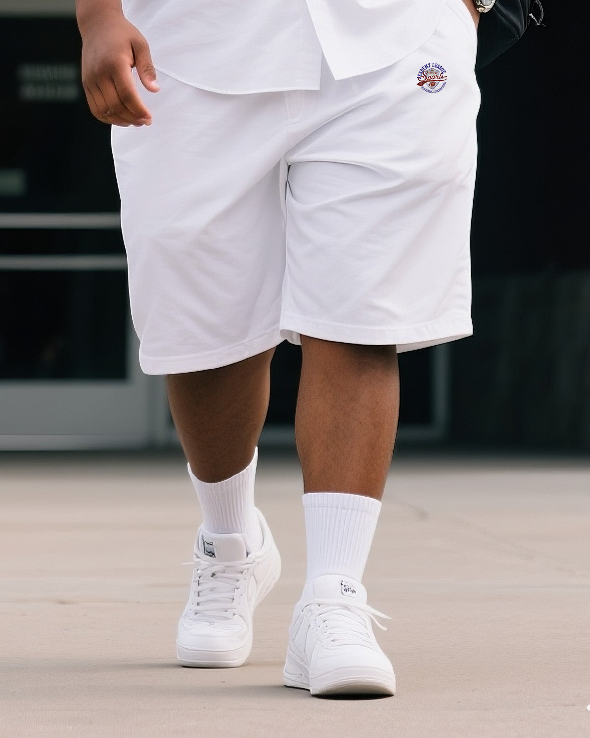 Big & Tall Men's Daily Leisure. Original Design Academy Style Stitching Collision Color-space. Printed Short Sleeve Shirt Shorts Suit