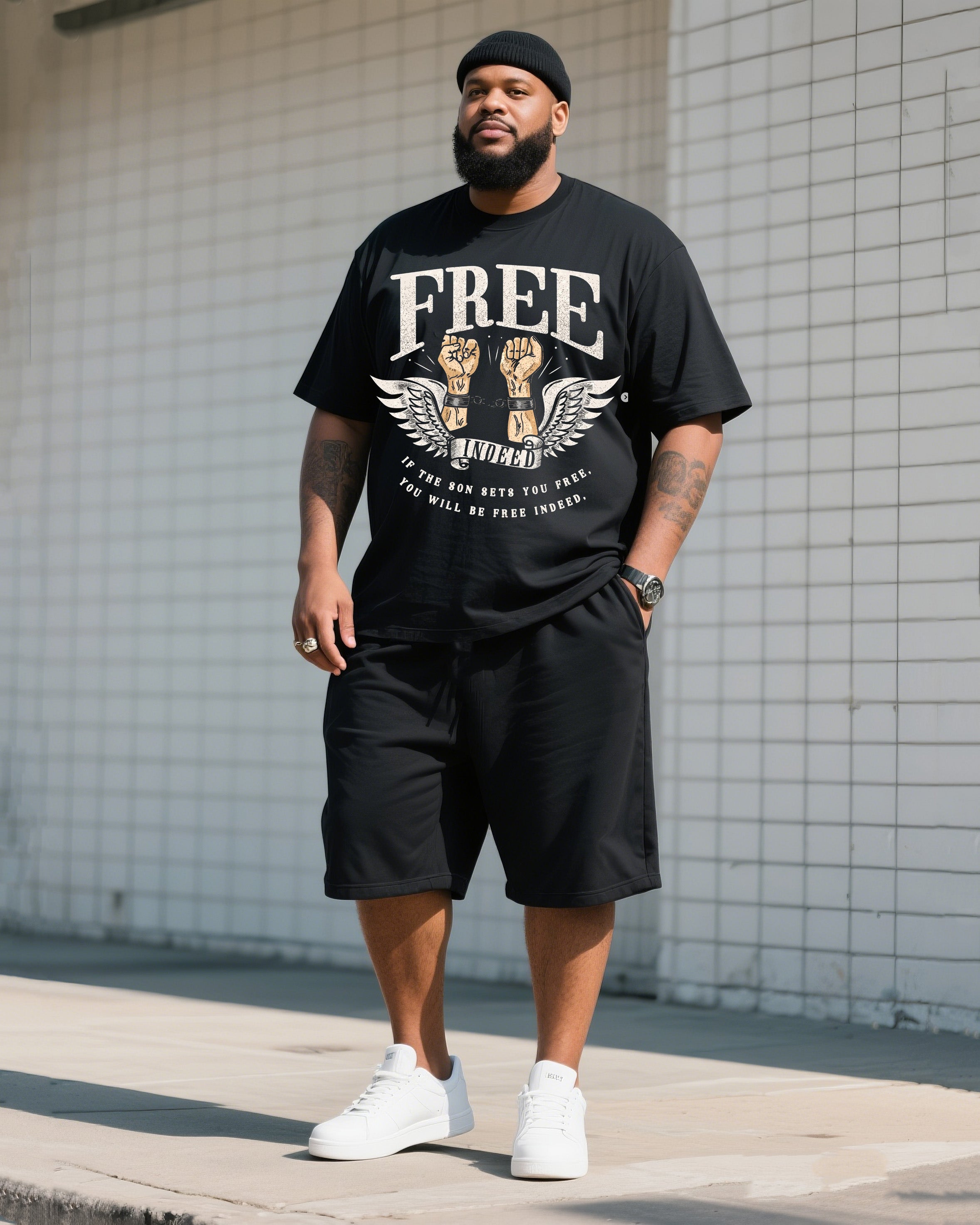 The Daily Leisure Of A Big Man. If The Son Of The Father Lets You Free. You Are Really Free To Print Short Sleeve T-shirt Shorts Suit