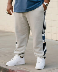 Big Boy's Daily Casual Simple Classic Geometric Color-matching Crewneck Short-sleeve T-shirt Striped Pants
