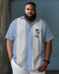 Big Guys Summer Beach Casual Short Sleeve Shirt with Buckle