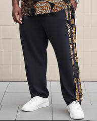 Big Boy Essential Retro African Impression Totem Print Short Sleeve Trousers Suit